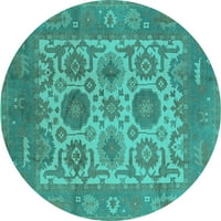 Ahgly Company u zatvorenom okruglu Orijentalni tirkizni plavi tradicionalni prostirci područja, 7 'krug