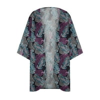 Žene cvjetni vrhovi vrući prodajni čišćenje sa printom puffnim rukavima kimono kardigan labav šifon pokriti ležerne bluze vrhove