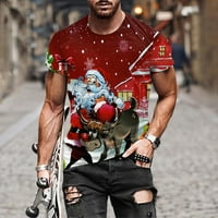 Haxmnou Muška jesen zima casual s kratkim rukavima Božićni 3D tiskani T majica modna gornja bluza m