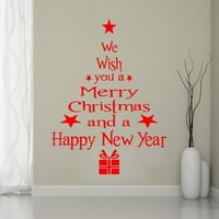 Sonbest Merry Božićna zidna naljepnica PVC samoljepljivi Xmas Drveni dekor zidne naljepnice crvene boje