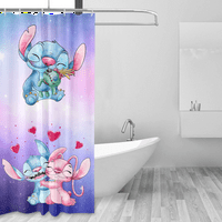 Slatka lilo Stitch Vodootporna tkanina Jedinstvena Slatka anime Dizajn tušske zavjese, LILO & Stitch