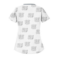 Ženski bluze V-izrez ravna odjeća za bluze Grafički printira žene kratki rukav ljetni vrhovi bijeli