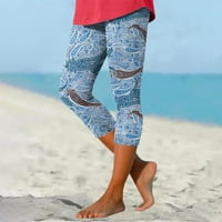 Levmjia Womens Dukset sitni čišćenje Ljetni povremeni elastični struk ispisane hlače na plaži