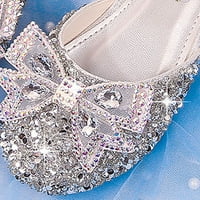 DMQupv Girls Jells Sandale Veličina cipele Rhinestone lukovi niske potpetice Princess Cvjetni vjenčani