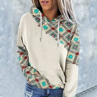 Košulje zapadnih azteka za žene Boja blok prugasta majica Etnic sa printom Dukseri za crtež za pulover
