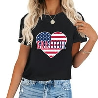 Zahvalna američka zastava u srcu SAD Ljubav ženska casual vintage grafička majica: savršen poklon za
