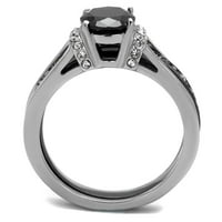 Par prsten zrno crni ovalni rez CZ Vjenčani prsten set muški CZ Dvije tonske trake - veličine W8m11