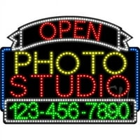 Sve Neon foto studio otvoreno sa telefonskim brojem Animirani LED znak 24 '' visok 31 '' širok 1 ''