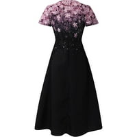 Fjofpr Ženska odjeća Žene Ljeto plus veličine Štampane haljine kratki rukav V-izrez Nova povremena haljina