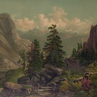 Jelen stoji na planinskom prolazu u Sierra Nevadi planinski plakat Print
