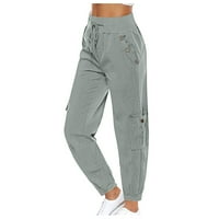 Azrian Womens Jed modne hlače, moda Žene Ležerne prilične boje elastične hlače Ravne široke pantalone za noge sa džepom sive veličine S u prodaji