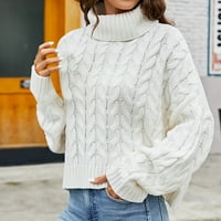 TOQOT Žene Jesen Zimski džemperi - Čvrsta boja Casual Pleted pulover dugih rukava sa džemper za salon