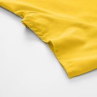 Ljetne haljine za žene Čvrsti mini a-linijski kratki rukav sladak datum V-izrez haljina žuta 5xl