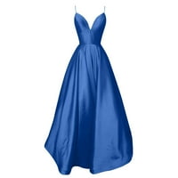 Labakihah haljine za žene Ženska modna solidna boja V-izrez veša bez rukava plava l