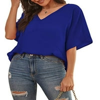 Voguele Women majica V izrez Šifon vrhovi bluza s kratkim rukavima Tunička bluza na plaži Ljetne košulje