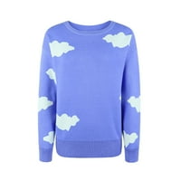 Dugi pulover džemperi za žene obrezane džempere pulover za žene dugih rukava ugodno plavo l
