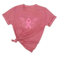 Smanjena majica raka dojke za žene svijest o raku dojke udobnost Summer Loose Ispiši okrugli vrat majica