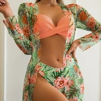 Prodavač FOPP-a Ženski bikini cvjetni seksi seksi kupaći kostim za brzo sušenje 3-komadni set narančasti