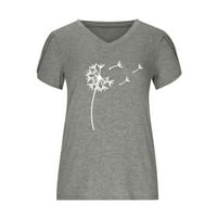 TKLPEHG ženske ležerne kratkih rukava Lety Leisure Petal Majica s kratkim rukavima V-izrez Labavi bluzi