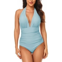 Cuoff bikini Ženska kostim od jednodijelne boje s nagnutim visećim vratom plus veličine kupaćih kupaćih