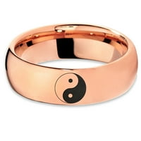 Tungsten Yin-Yang Band prsten za muškarce Žene Udobne cipele 18K Rose Gold Dome Polirana veličina 11