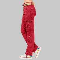 Ženske hipi pantalone Redovna fit modna gumba sa čvrstom bojom patentni patentni patentni pantalone