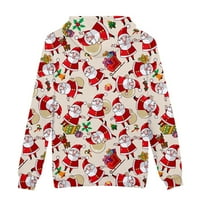 Azrijski ženski božićni vrhovi, muški modni povremeni božićni džemper fleece digitalni ispis s kapuljačom,