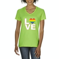 Arti - Ženska majica V-izrez kratki rukav - Love Rainbow