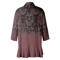 MLQIDK Cardigani za žene plus veličine cvjetni print casual cardigan labav fit draped ruffles rukave