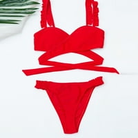 Hesxuno kupaći kostimi Bikini Sexy Women Bikini Solid šuplje izduženi dvodijelni kupaći kupaći odjeće