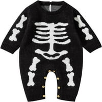 Kostimi za kostur za mališane dugi pleteni džemper ROMPER BLACK WHITE BOSS Kostimi za bebe Boy Boy Halloween