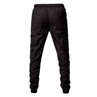 Muške ispružene hlače nacrtaju pune boje teretni hlače opuštene fit casual pantalone crne l