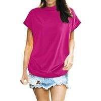 Košulje za ženske pune boje labave bluza s kratkim rukavima s kratkim rukavima
