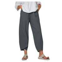 Posteljine hlače za žene džepne struk na plaži Čvrsti harem elastični labavi hlače