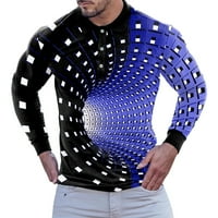 Polo majice za muškarce modni casual sportovi apstraktni digitalni tisak rever dugme dugi rukavi top