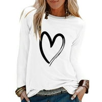 Grafičke majice za žene, žene, ženske ležerne s majice O-izrez dugih rukava gornja labava majica Bluza