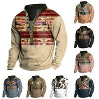 MLQIDK Western Tactical Dukseri za muškarce Dugi pulover dugih rukava Ležerne prilike plus veličina