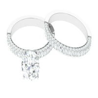 Womens CT Moissinite Solitaire Bridalni set prstena sertifikovani moissinitni set za vjenčanje, moissan okrugli prsten za nju, Sterling Silver, SAD 6,50