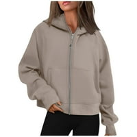 Dyegold prevelizirani zatvarač gore za žene Ženske jakne za žene Fleece Jacket žene Pamuk dugih rukava