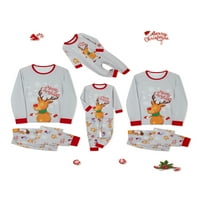 Gwiyeopda Porodica Usklađivanje božićne pidžame Set Elk Print Dugi rukavi Hlače Spavaće odjeće PJS Loungewear
