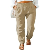 Sanviglor Womenso Palazzo Pant džepovi Loungewear Solid Color Hlače Elastične rezultatične pantalone