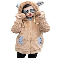 Dador Kids Girls Fau Fur topla jakna s kapuljačom Cartoon Bear Rabbit Hoodie kaputa