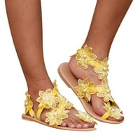 AVITICD LEDDHOG papuče za žene Modni rimski stil Žensko ljeto cvijeće Boja klizanje na ravnu plažu Otvori