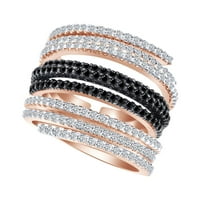 1. Carat okrugli crno-bijeli prirodni dijamantski angažman vjenčani prsten za vjenčanje u 14K ružin
