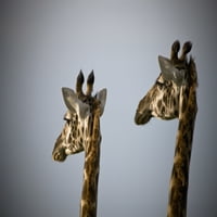 Dvije žirafe glave jedan pored drugog; Kenija Afrika Poster Print