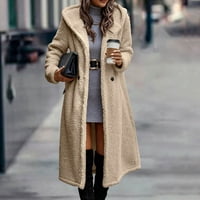 Lilgiuy Women Outfits Dugi rukav čvrsti FAU kožne jakne od kože vrhove kaputi, bež, 10 zimskih haljina