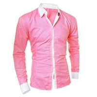 Wozhidaose s dugim rukavima za muškarce bluza Slim casual majica Muška ličnost dugih rukava na dugim rukavima Majice Muške majice Pink XL