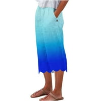 Ljetne pantalone za žene Trendy Beach Nepravilni čipke rub ravno-nogu Dame Streetwear Labavene hlače