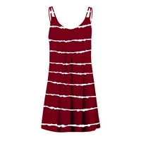 Amousa Womens Striped Tie-Dye Ispis haljina bez rukava V izrez A-line Maxi Mini sandress cvjetna haljina