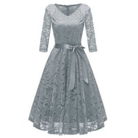 Ballsfhk Ženska moda Vintage V-izrez LACE čipka za čipku retro tanke večernje haljine za žene